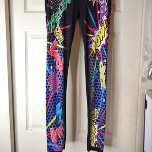 Woman's Retro Comic Bam Pow Style Tight Leggings Size Small